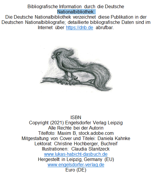 Rechtliches / Titelei zu Lukas Habicht-Fantasy Roman für Jugendliche