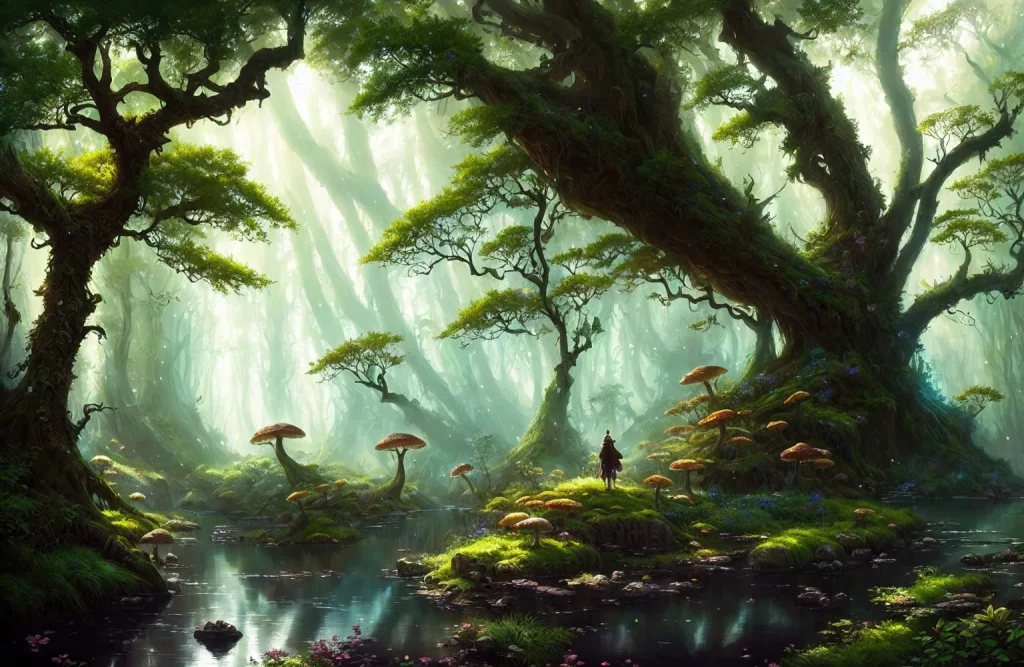 Der Wald in Pangaea aus dem Fantasy - Roman Lukas Habicht, das Geheimnis der Kristallwächter