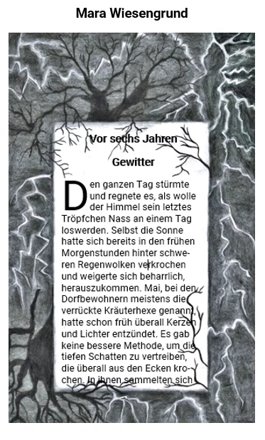 Seite 1 Bild mit den ersten Zeilen und einem Gewitterrand