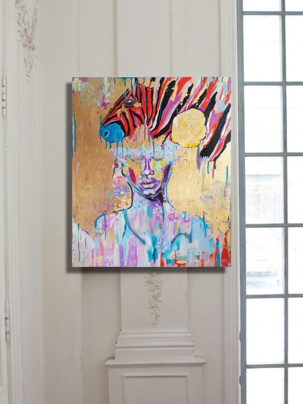 Ölbild auf Leinwand mit Blattgold (Schlagmetall)"Eine Reise zu deinem inneren Licht - "A journey to your inner light"